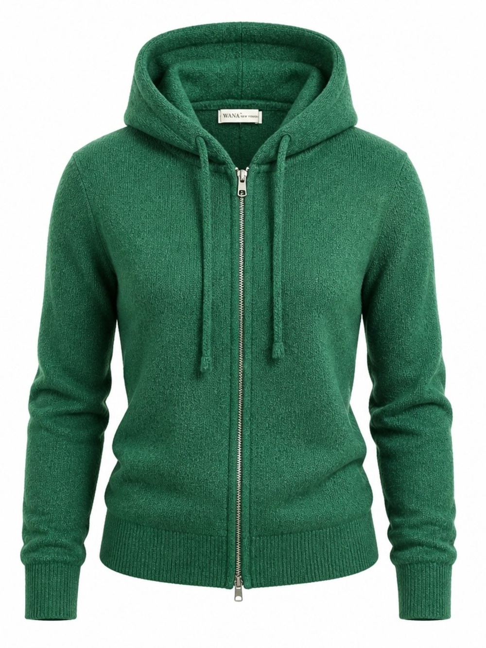 Zenana Knit Full Zip Hoodie Sweater Green Marled Soft Stretch TW-2608D4 NWT S